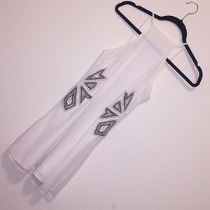 Thigh Length Beaded White Dress